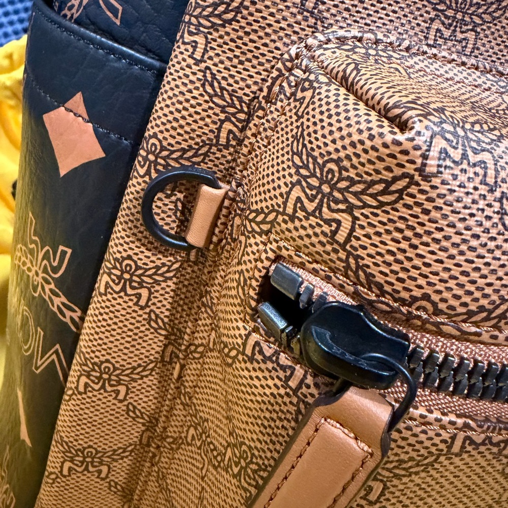 MCM Black and Tan Monogram Backpack - Picture 6 of 10